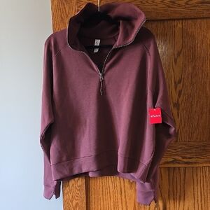 Spanx Burgundy Half-Zip Hoodie